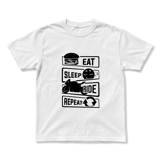 TRICOU OVERSIZE PREMIUM UNISEX - EAT, SLEEP, RIDE, REPEAT